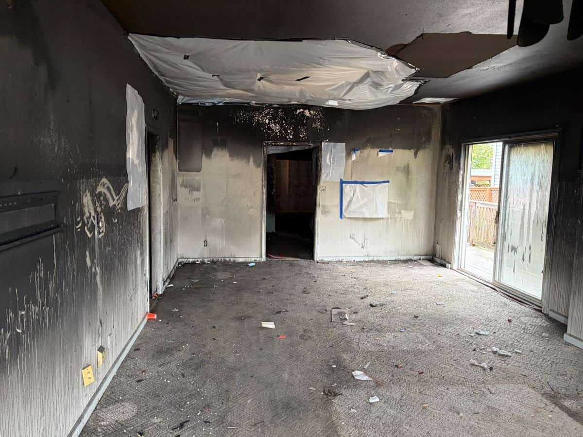 Real Superior Contents fire damage contents cleaning — fire-damaged room