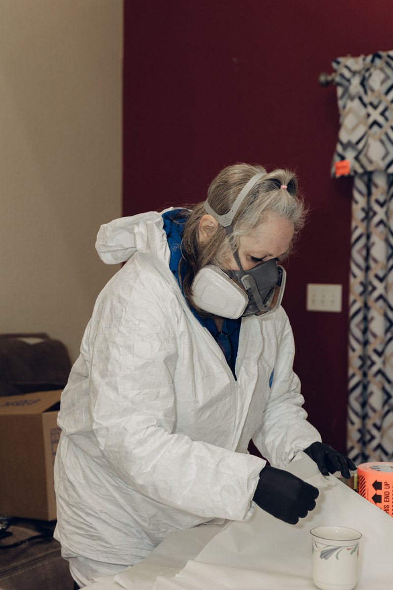Full-PPE pack-out in a smoke-damaged home